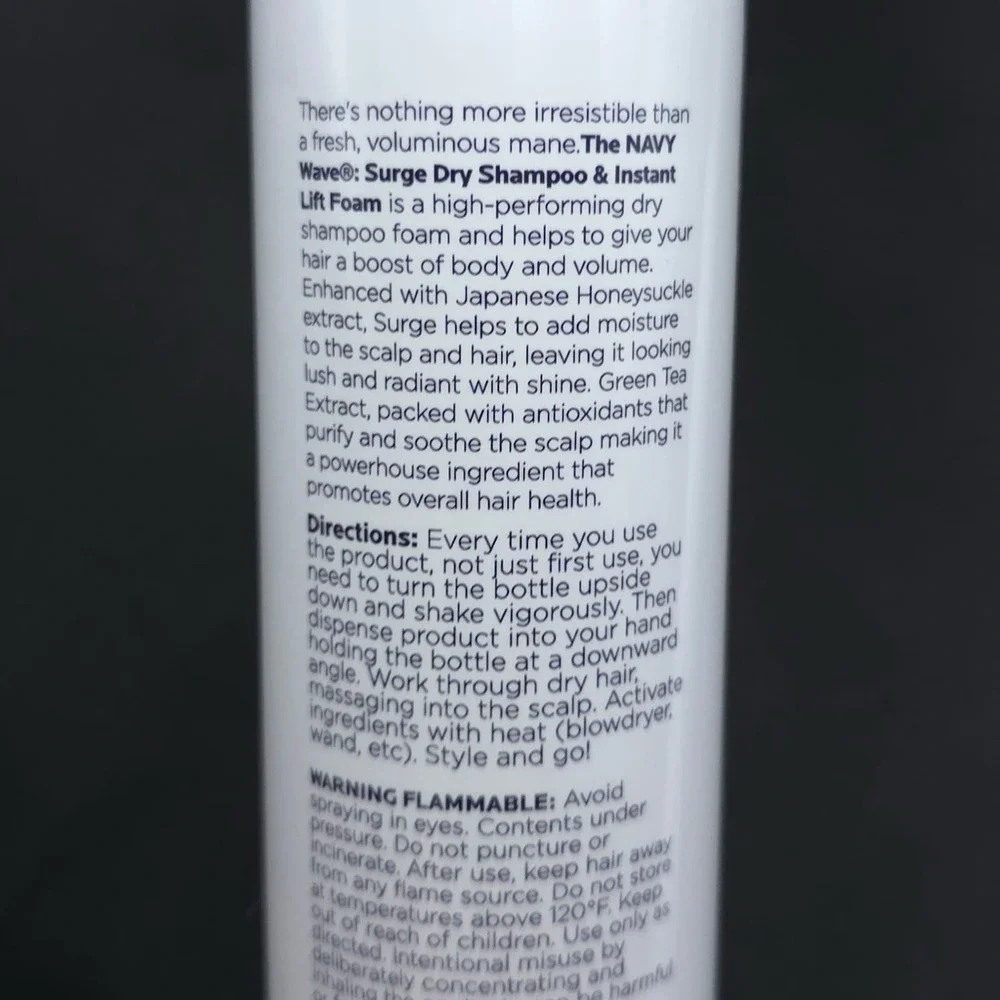 NAVY New 2pc Surge Dry Shampoo Instant Lift Foam 6 oz Paraben Alcohol‎ Free USA